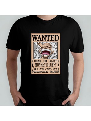 One Piece Luffy Gear 5 Wanted Unisex %100 Pamuklu Bisiklet Yaka T-Shirt