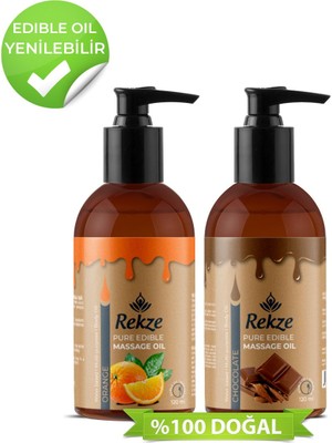 Rekze Dogal Portakal Çikolata Aromalı Kokulu Yenilir Erotik Vücut Masaj Yağları