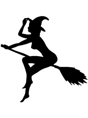 Süpürgeli Cadı Sticker (Oto-Motor-Laptop-Duvar-Dekor) 20 x 20 cm