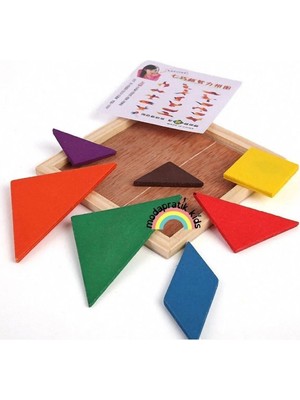 Edkzeka 5 Adet Ahşap Kare Tangram Renkli 13,5/13,5cm Hediye Paketi ile Birlikte