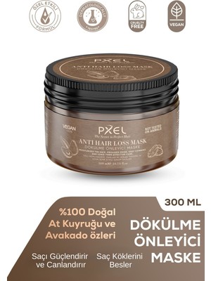 PXEL Dökülme Saç Maskesi 300 ML | Zayıflayan İncelen ve Dökülen Saçlar | Vegan Saç Maskesi