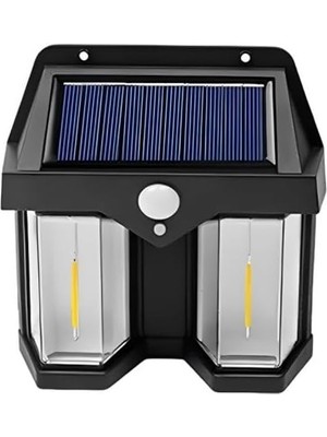 618-2 Rustik Ampul Ikili Solar Duvar Aplik Güneş Enerjili Hareket Sensörlü