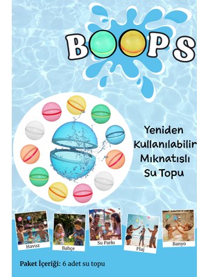 Boops Yeniden Kullanılabilir Mıknatıslı Su Topu - 6 Adet (Yazın Su Topu Kışın Kar Topu)