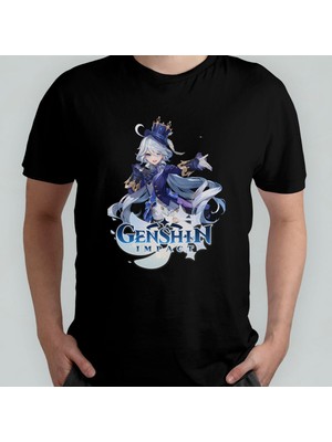 Genshin Impact Furina Unisex %100 Pamuklu Bisiklet Yaka T-Shirt