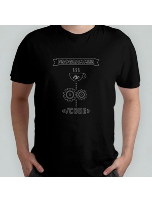 Programcı / Coder %100 Pamuklu Bisiklet Yaka T-Shirt Model - 6