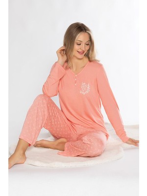 Uzun Kol Pijama Takım Sade Şık Mevsimlik Viskon Alper 790-73