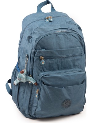 571 Krinkıl / Klinkır Su Geçirmez Hafif Çok Gözlü Spor, Seyahat, Okul, Laptop Sırt Çantası Mavi 9-1b