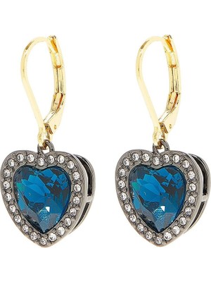 Crystal Heart Earrings, Altın Kaplama Kalp Küpe