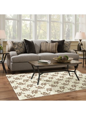 Alanur Home Kaymaz Dijital Mutfak & Salon Halı Trend Vintage AL5011 Bej