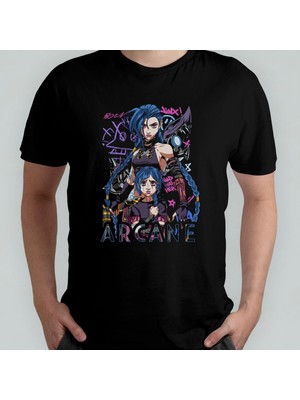 Arcane Jinx & Isha %100 Pamuklu Bisiklet Yaka T-Shirt Model 1