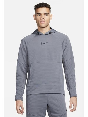 Nike Dri-Fıt Fleece Fitness Erkek Gri Kapüşonlu Sweatshirt