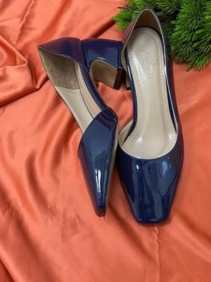 Elisa 0000038 Renk Lacivert Parlak Rugan Yanı Açık  Kadın Klasik Topuklu Ayakkabı