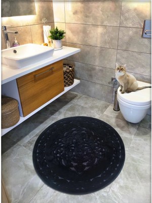 Cotton Crafty Pamuklu Dokuma, Su Emici, Kaymaz Taban, Banyo Paspası, Banyo Halısı Royal, Yuvarlak 100X100 cm