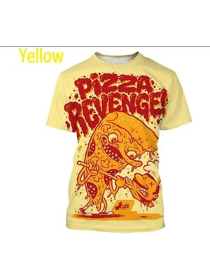 Asian Size M Pizza Revenge 3D Baskı T Shirt Adam Yaz O-Boyun Kısa Kollu Intikam Vahşi 1 Adet
