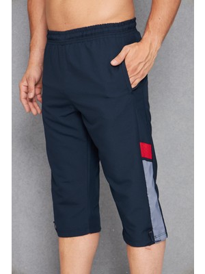 Erkek Şerit Detaylı Cepli Micro Deniz Kapri Lacivert 2668-L