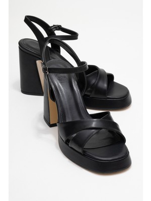 Lello Siyah Cilt Kadın Platform Topuklu Ayakkabı