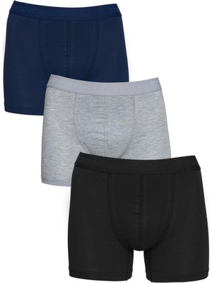 Erkek 3'li Pamuklu Likralı Esnek Kumaş Boxer Set 7811-3