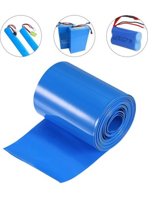 3 mt Pvc Isı Borusu Mavi Shrınk 75 mm 18650 Pil Yalıtım Isı Büzülme Kablo Kılıfı