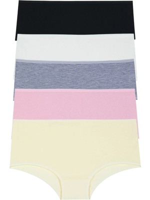 Kadın Yüksek Bel Pamuklu Likralı Külot 5'li Paket