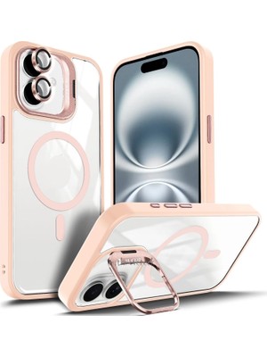 Iphone 11 Kılıf Standlı Mika Magsafe Hassas Butonlu Metal Tuşlu + Kamera Lens Camı Hediyeli Set