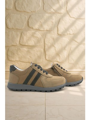 Rakerplus Hakiki Deri Kum Fermuarlı Bağcıklı Erkek Çocuk Spor Okul Ayakkabı