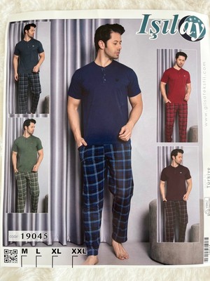 Kısa Kollu Altı Kareli Erkek Pijama Takımı