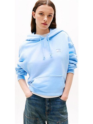 Kadın Mavi Kapüşonlu Üst