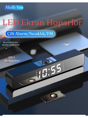 Shipment Pc Tv Uyumlu Ses Çubuğu Bluetooth Hoparlör Led Ayna Ekranlı Yüksek Bas Çalar Saat Fm Radyo Sıcaklık