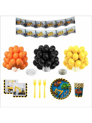 Inşaat Temalı 8 Kişilik Doğum Günü Seti