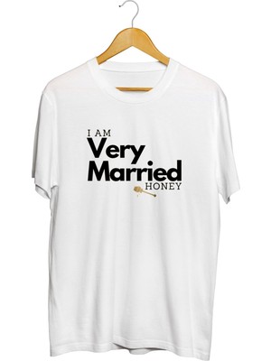 Karikatür Store "ı Am Married Honey" Sevgililer Günü Baskılı Tişört