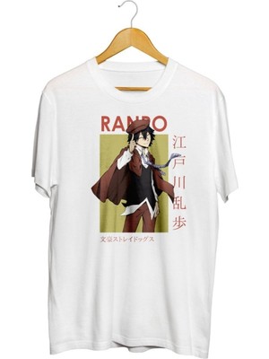 Karikatür Store Ranpo Edogawa Bungou Stray Dogs Card Anime Baskılı Unisex Tişört