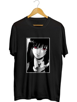 Karikatür Store Kakegurui Siyah Baskılı Unisex Tişört