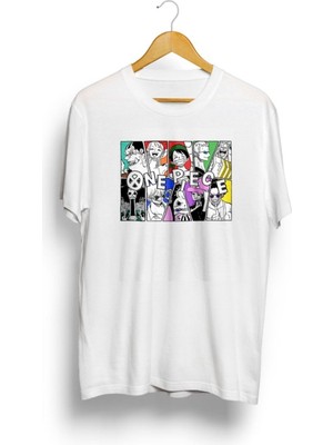 Karikatür Store One Piece Straw Hat Pirates Members Baskılı Unisex Tişört