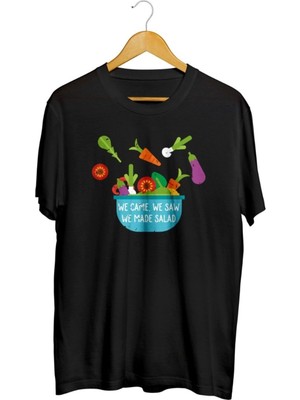 Karikatür Store We Came We Saw We Made Salad Fitted Baskılı Unisex Tişört