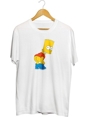Karikatür Store Bart Simpson Popo Baskılı Unisex Tişört