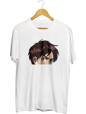 Karikatür Store Eren Yeager Peeking Baskılı Unisex Tişört