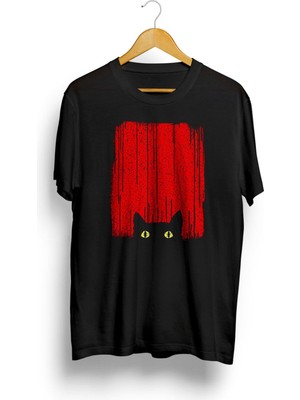 Karikatür Store Black Cat Baskılı Tişört