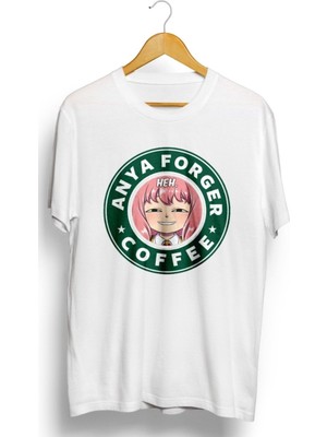 Karikatür Store Heh. Spy x Family Anya Forger Coffee Anime Baskılı Unisex Tişört