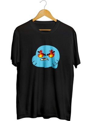 Karikatür Store Gumball Ateşli Göz Baskılı Unisex Tişört