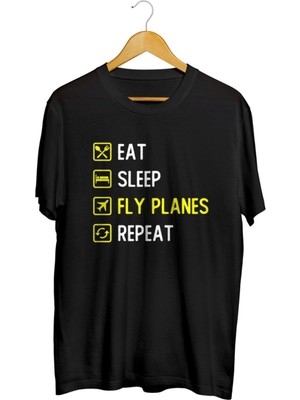 Karikatür Store Pilot Baskılı Unisex Tişört