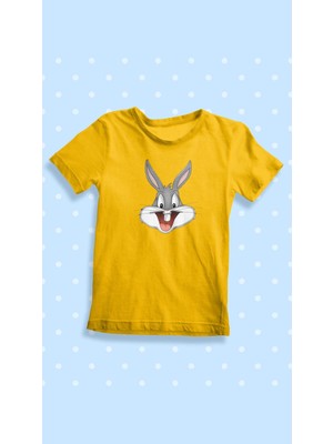 Karikatür Store Looney Tunes Bugs Bunny Baskılı Sarı Unisex Çocuk Tişört