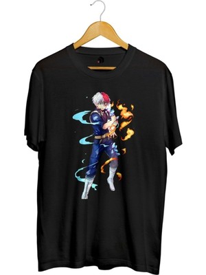Karikatür Store Todoroki Manga Baskılı Unisex Tişört