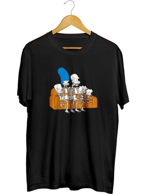 Karikatür Store The Simpsons Skeletons Treehouse Of Horror Baskılı Unisex Tişört