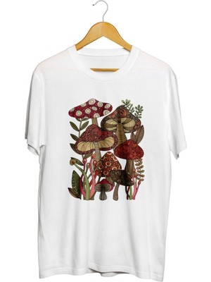 Karikatür Store Mantar Familyası Baskılı Unisex Tişört