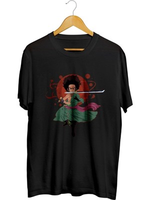Karikatür Store Huey Freeman x Roronoa Zoro Version 2 Anime Baskılı Unisex Tişört