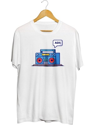 Karikatür Store Radyo Ads Baskılı Unisex Tişört