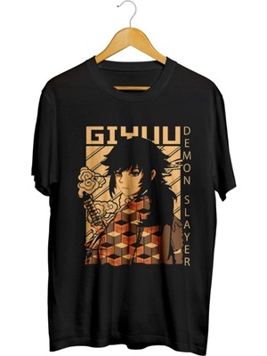Karikatür Store Demon Slayer Giyuu Baskılı Unisex Tişört
