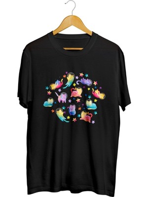 Karikatür Store Luna Kitty Kedi Baskılı Unisex Tişört