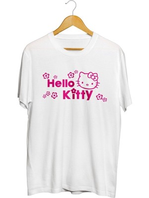 Karikatür Store Hello Kitty Kurela Baskılı Unisex Tişört