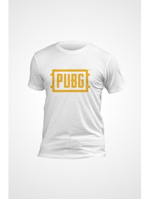 Karikatür Store Beyaz Pubg Logo Baskılı T-Shirt